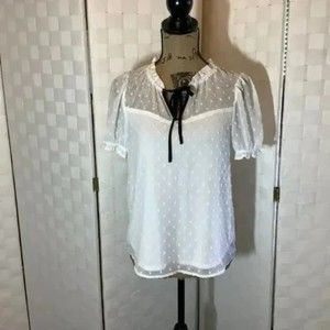 faith & joy white textured blouse size small